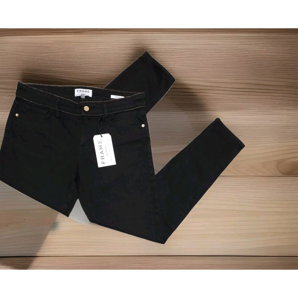 Frame Le Garcon Jeans Zip Trim Dark Wash MidRise Boyfriend 27 W 31